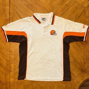 Vintage Lee Sport Cleveland Browns Men's Size XL Polo Shirt White Orange NFL